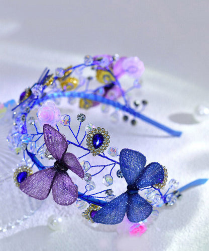 Beautiful Blue Crystal Zircon Embroidery Butterfly HairPiece