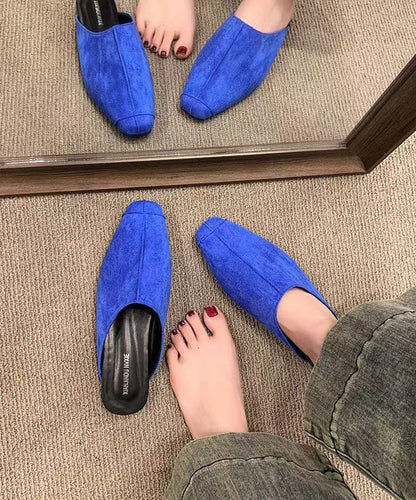Beautiful Blue Faux Leather Elegant Thong Sandals