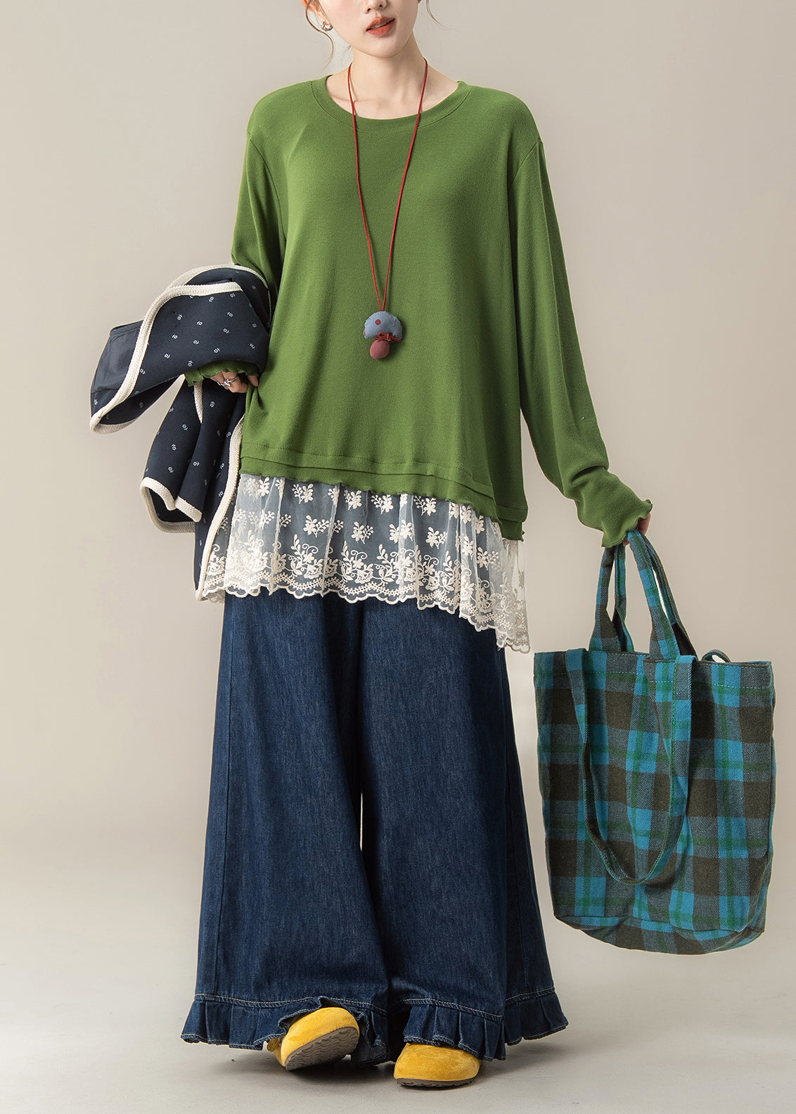 Beautiful Navy Print Vest T Shirt And Pants Cotton Three Pieces Set Spring