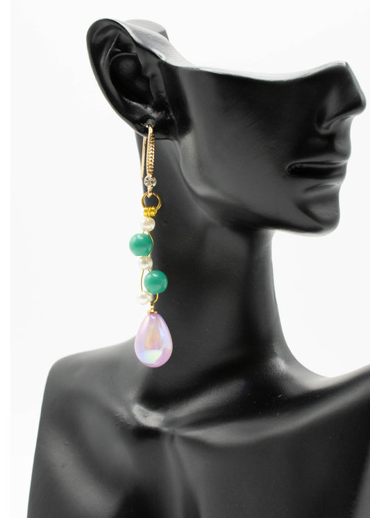 Beautiful Pink Water Droplet Acrylic Drop Earrings