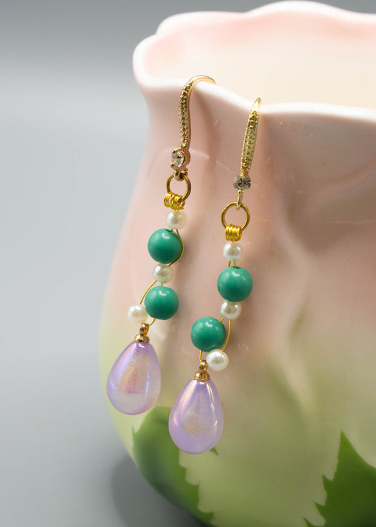 Beautiful Pink Water Droplet Acrylic Drop Earrings