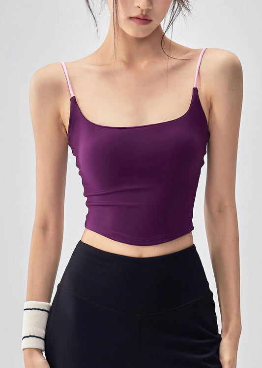 Beautiful Purple Backless Sports Yoga Tank