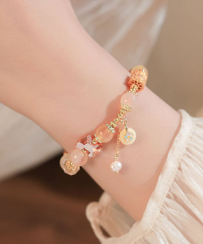 Beautiful Rainbow Alloy Beading Crystal PearlCharm Bracelet