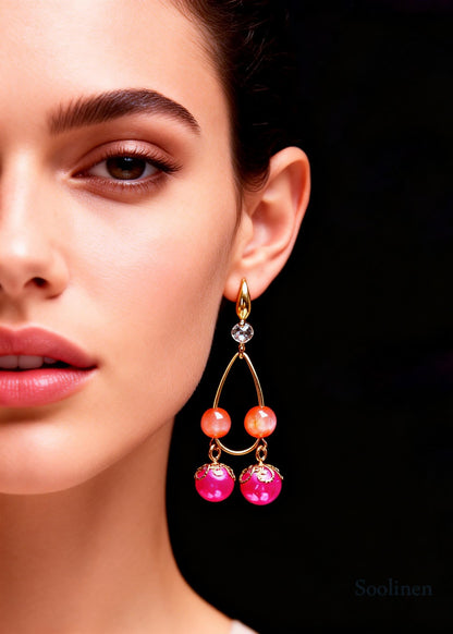 Beautiful Rose Pearl Original Design Drop Earrings