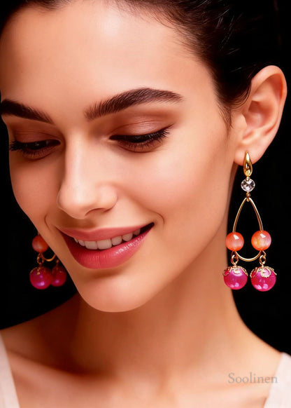 Beautiful Rose Pearl Original Design Drop Earrings