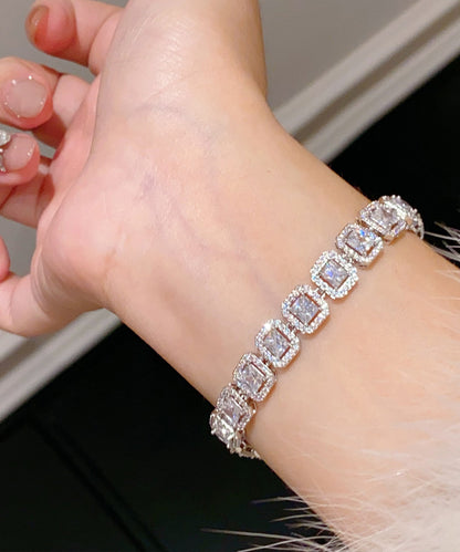 Beautiful Silvery Square Zircon Chain Bracelet