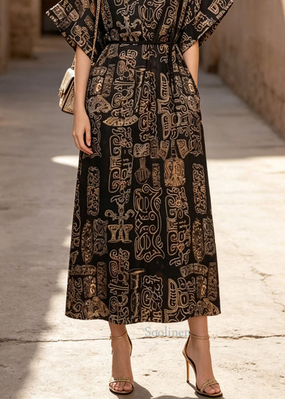 Beautiful V Neck Print Pockets Cotton Dresses Summer