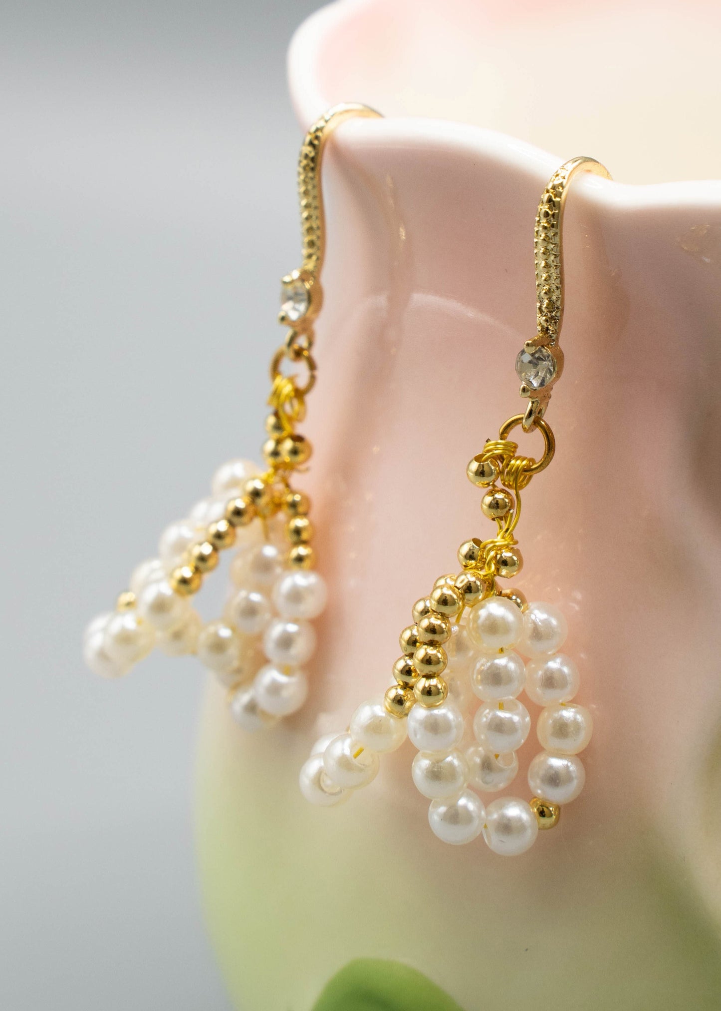 Beautiful White Pearl Original Design Drop Earrings