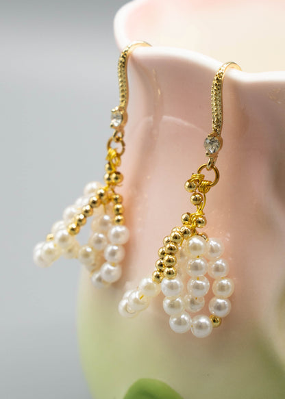 Beautiful White Pearl Original Design Drop Earrings