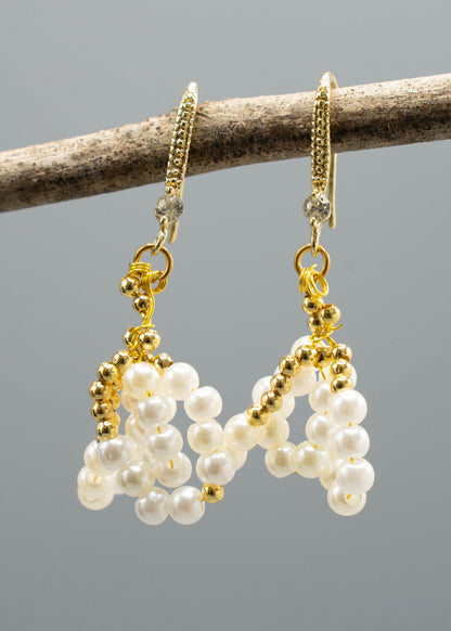 Beautiful White Pearl Original Design Drop Earrings