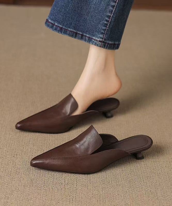 Black Kitten Sheepskin Boho Pointed Toe Flip Flops