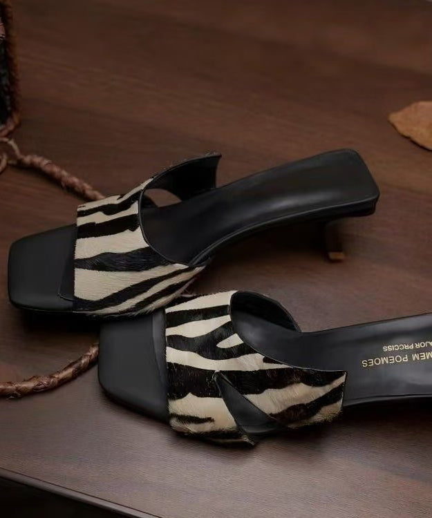 Black Stiletto Genuine Leather DIY Flip Flops