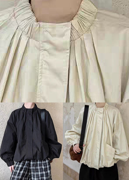 Black Zippered Patchwork Solid Jacket Spring