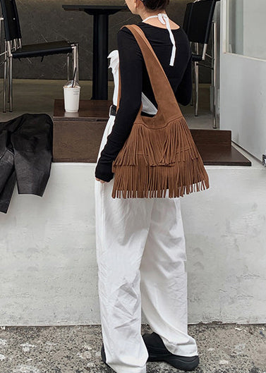 Bohemian Camel Tasseled Tasseled Large Capacity Shoulder Handbag