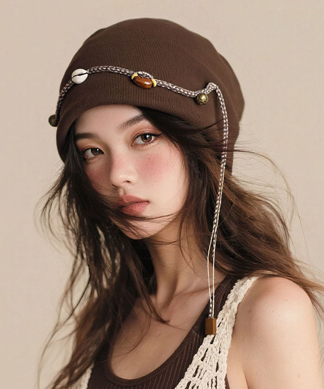 Bohemian Coffee Beaded Tassel Cotton Boonie Hat