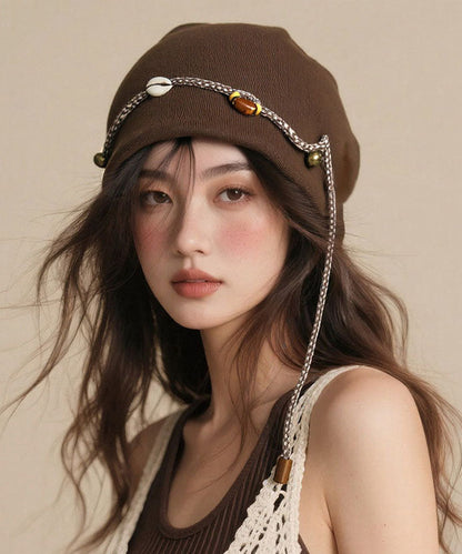 Bohemian Coffee Beaded Tassel Cotton Boonie Hat