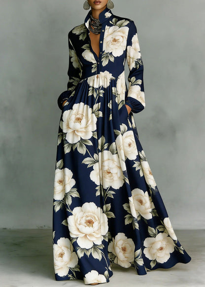 White & Black Geometric Cozy Maxi Dress