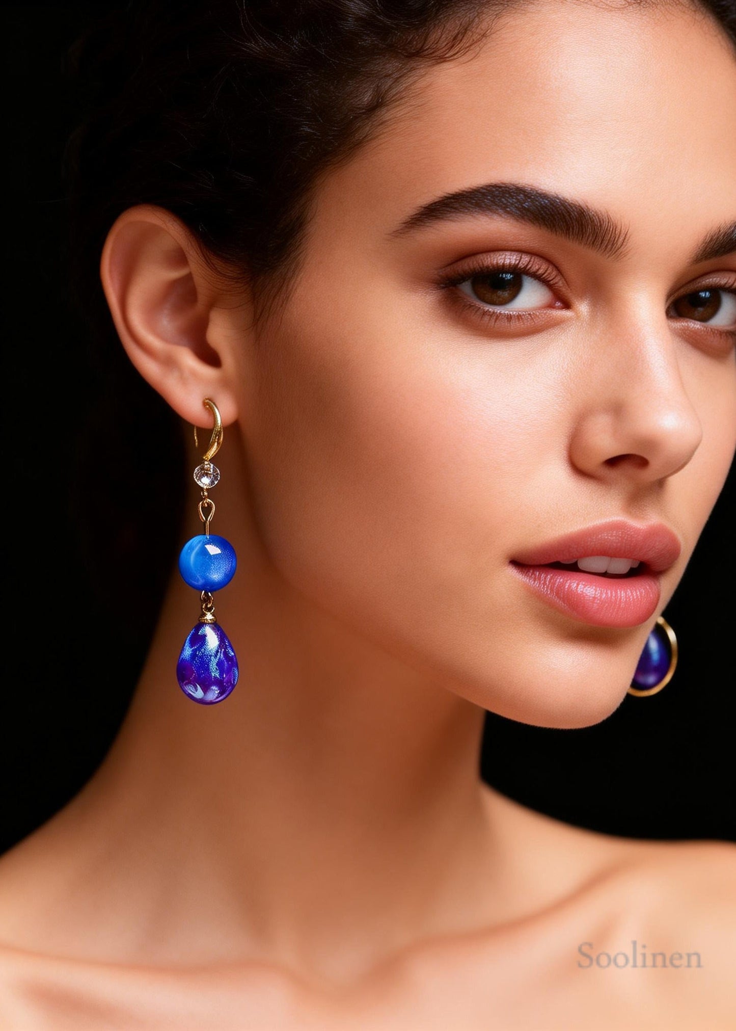 Bohemian Peacock Blue Water Droplet Acrylic Drop Earrings