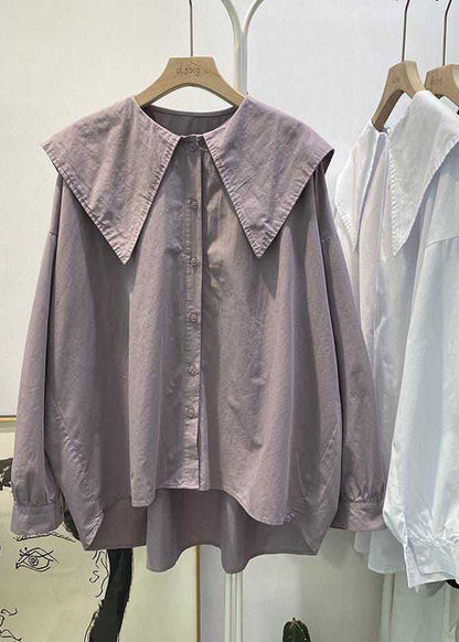 Bohemian Print5 Peter Pan Collar Button asymmetrical design Fall Long sleeve Top