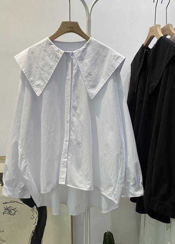 Bohemian Print3 Peter Pan Collar Button asymmetrical design Fall Long sleeve Top