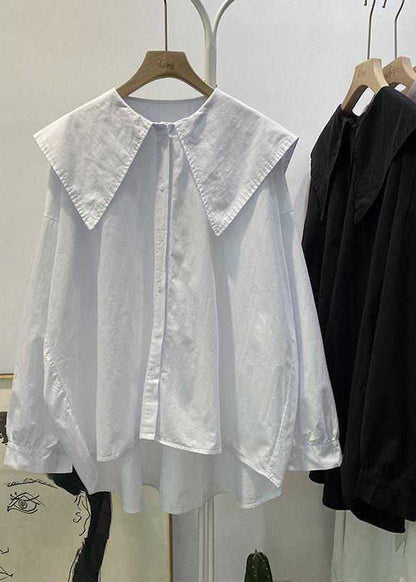 Bohemian Print3 Peter Pan Collar Button asymmetrical design Fall Long sleeve Top