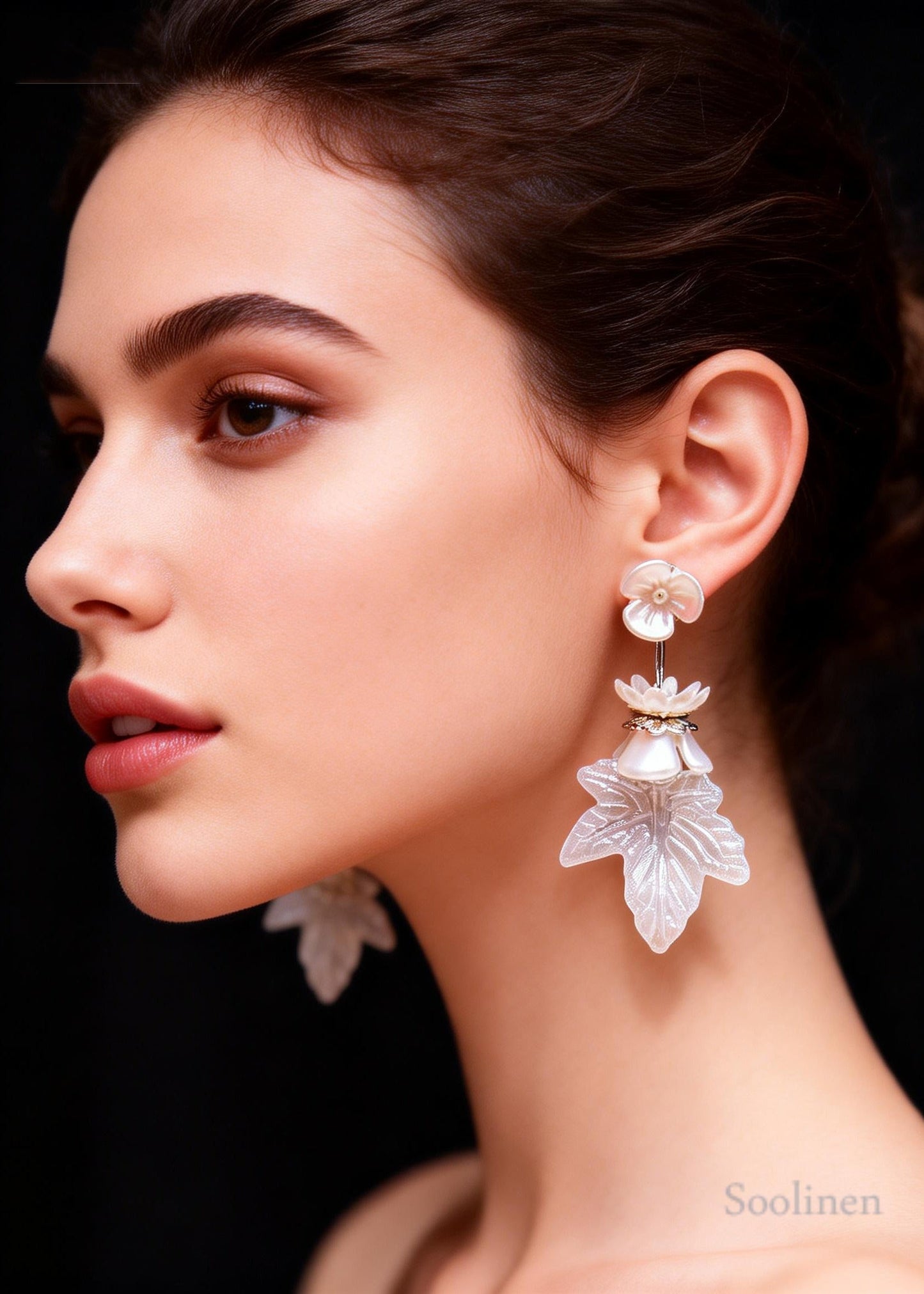Bohemian White Leaf Flower Acrylic Drop Earrings