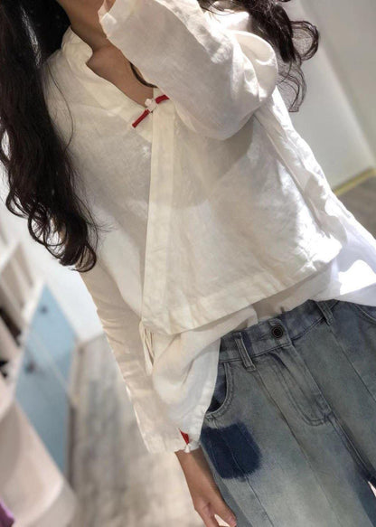 Bohemian Print1 linen Blouse v neck fall top