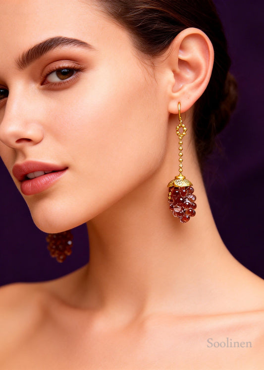 Boho Grapes Acrylic Long Tasseled Drop Earrings