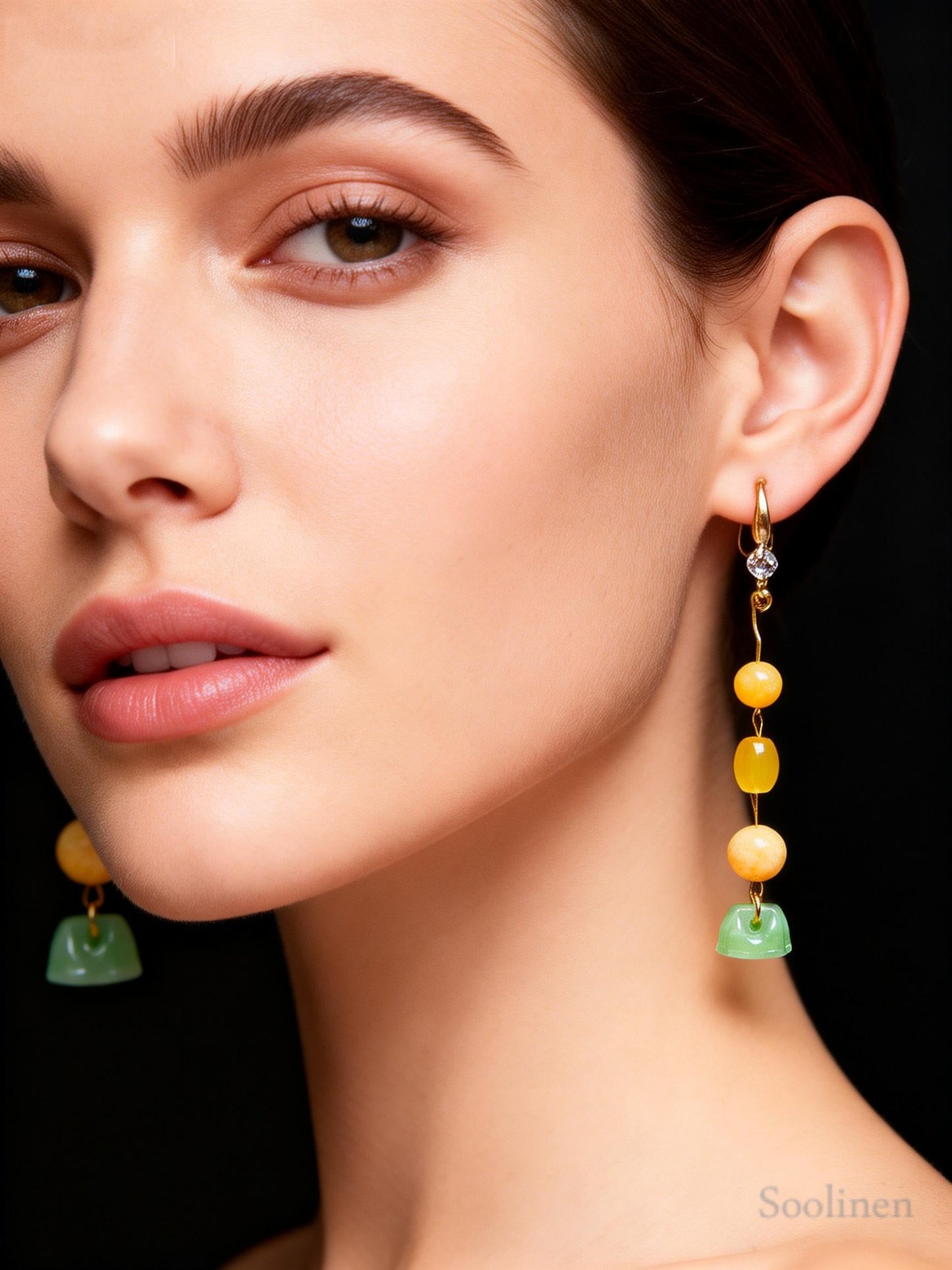 Boho Jade Patchwork Beeswax Drop Earring
