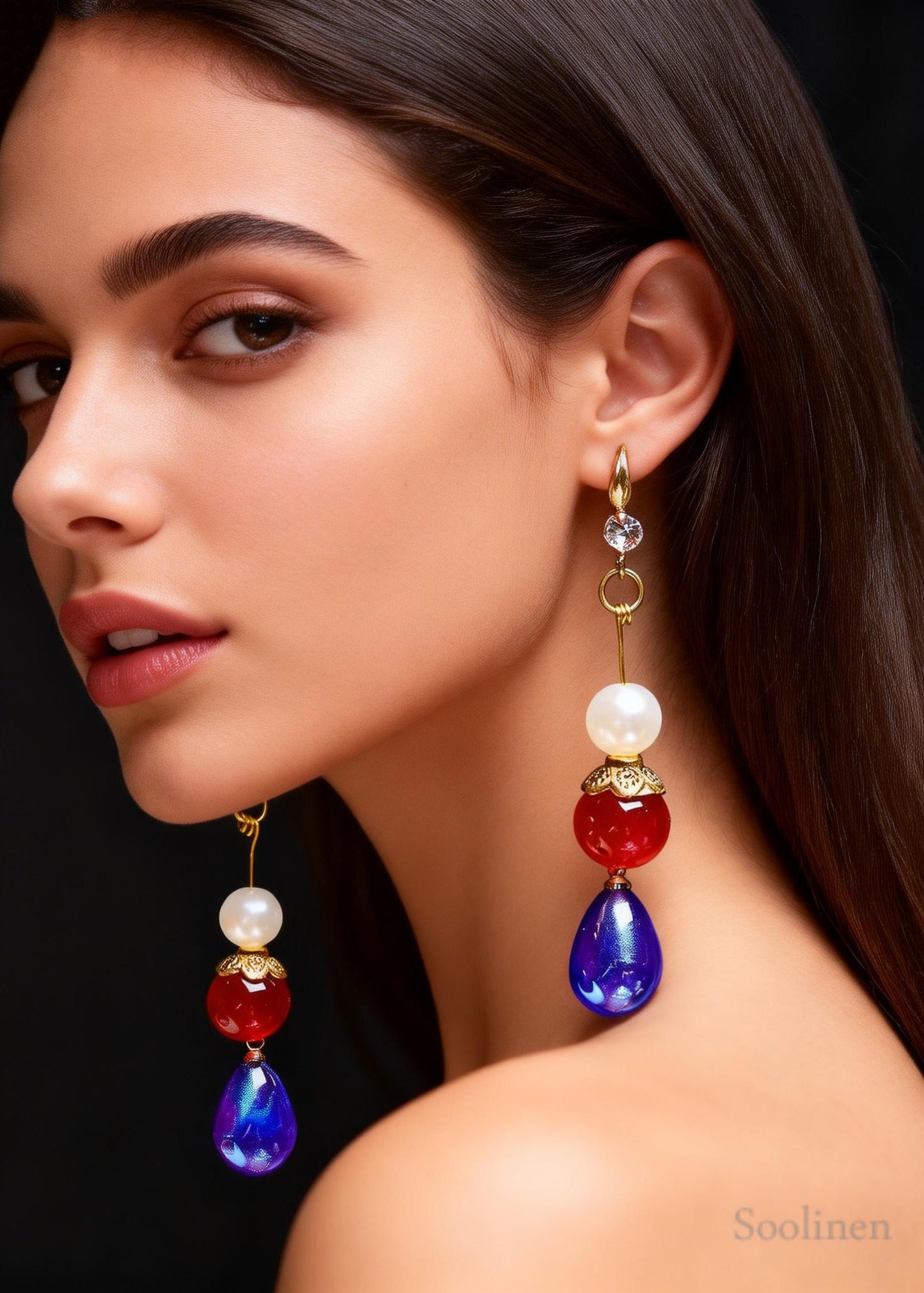 Boho Peacock Blue Droplet Shape Acrylic Drop Earrings