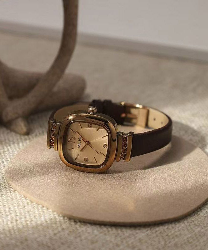 Boutique Alloy Patchwork Leather Quartz Movement Tempered Glass Watches