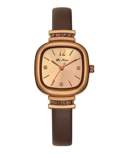 Boutique Alloy Patchwork Leather Quartz Movement Tempered Glass Watches