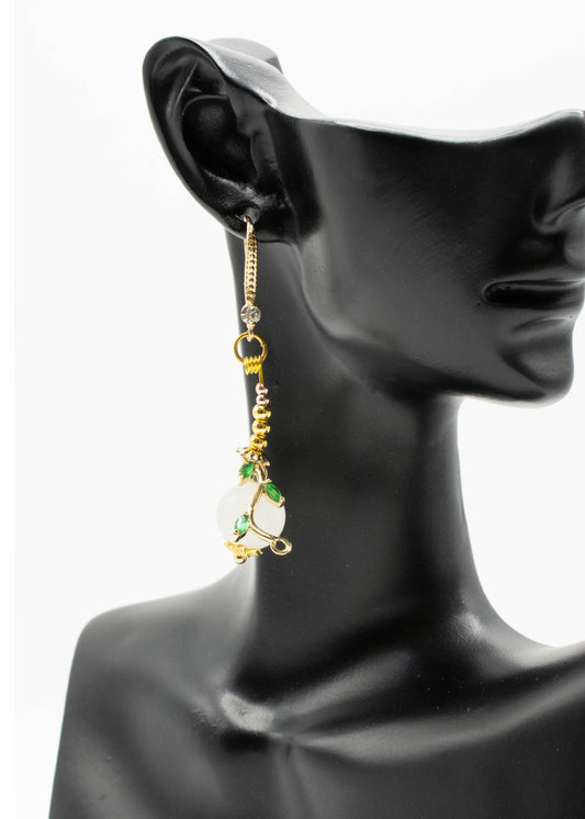 Boutique Asymmetrical Design Fine Jade Drop Earrings