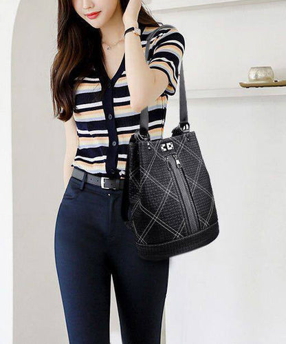 Boutique Black Large Capacity Calf Leather Backpack Bag