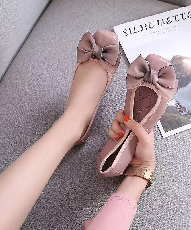 Boutique Bow Flat Feet Shoes Mulberry Faux Leather