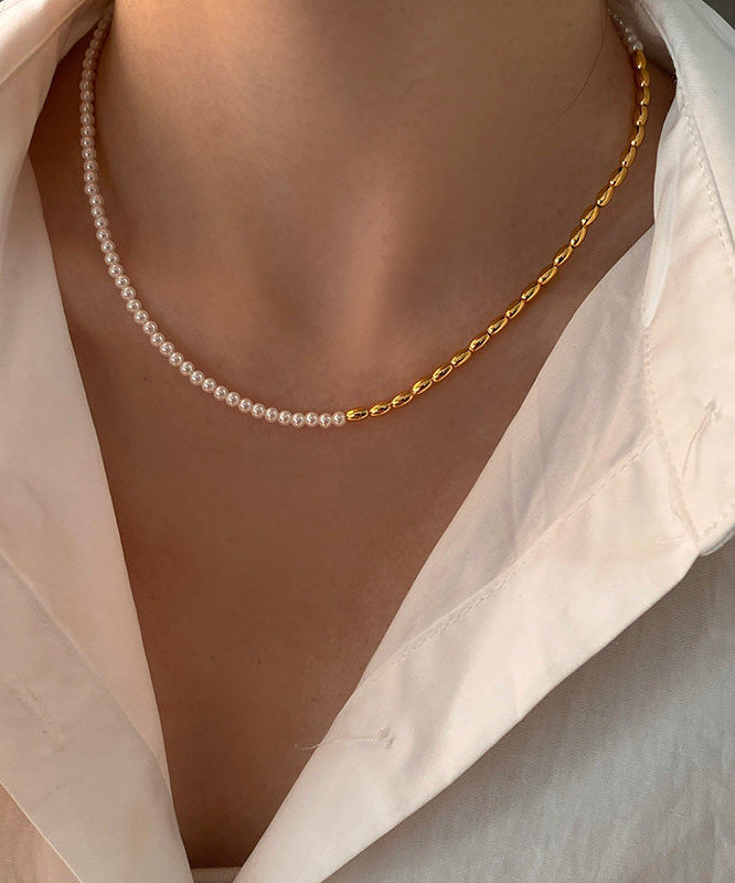 Boutique Luxury Colorblock Pearl Gilding Necklace