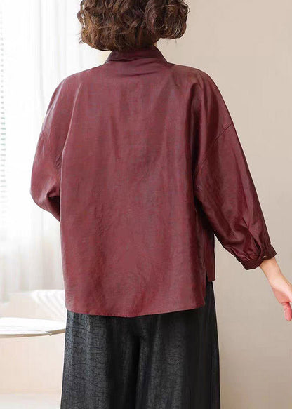 Boutique Mulberry Peter Pan Collar Silk Coat Lantern Sleeve
