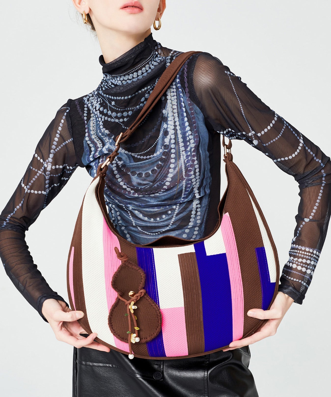 Boutique Multicolour Solid Durable Pendant Cotton Hobo Bag