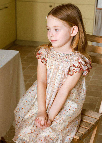 Boutique Pink Embroideried Print Cotton Baby Girls Day Dress Summer
