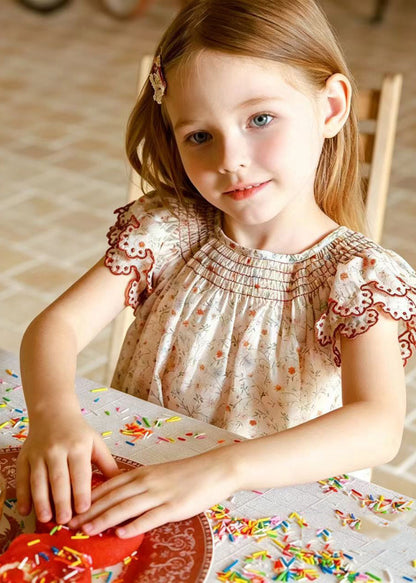 Boutique Pink Embroideried Print Cotton Baby Girls Day Dress Summer