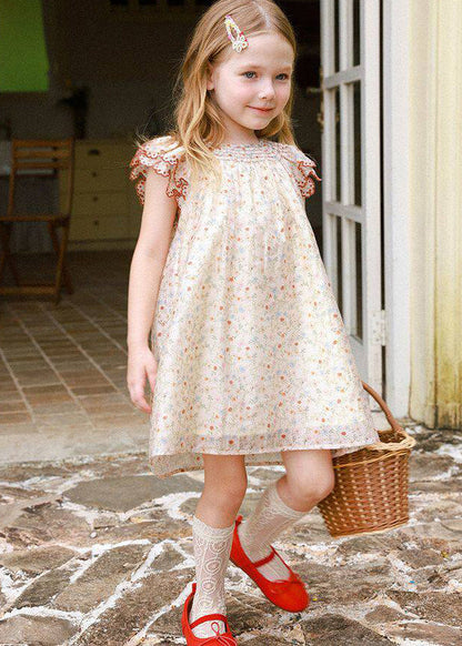 Boutique Pink Embroideried Print Cotton Baby Girls Day Dress Summer