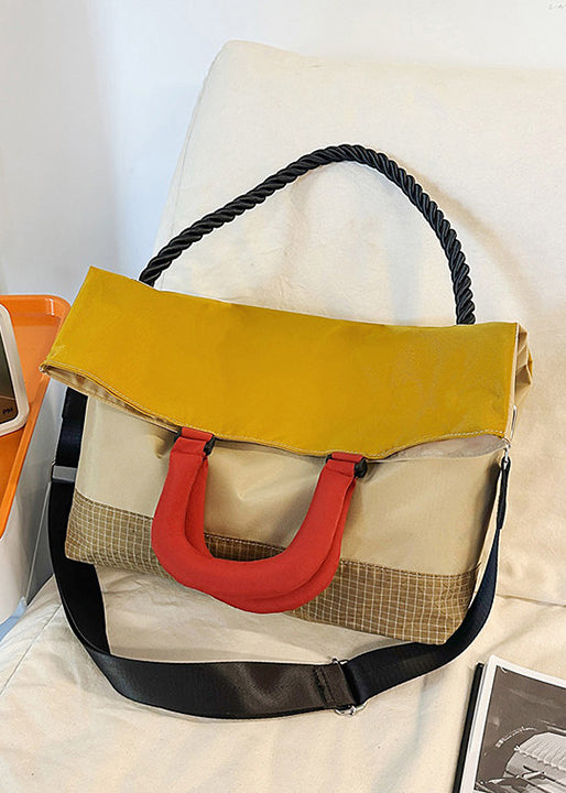 Boutique Yellow Patchwork Large Capacity Nylon Versatile Tote Handbag