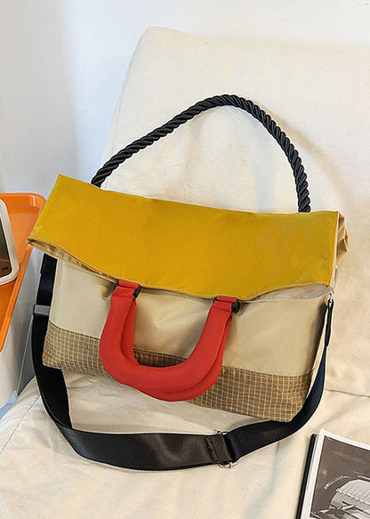 Boutique Yellow Patchwork Large Capacity Nylon Versatile Tote Handbag