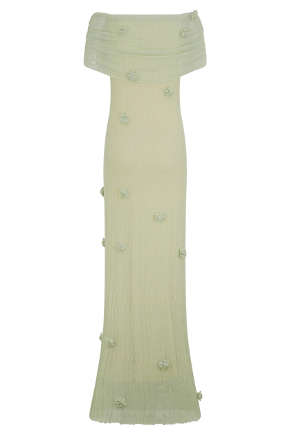 Brynn Orchid Knit Maxi Dress - Pastel Green