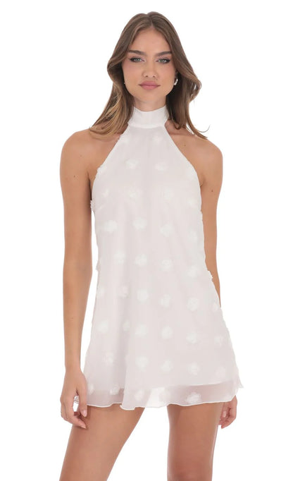 Florette Halter Shift Dress in White
