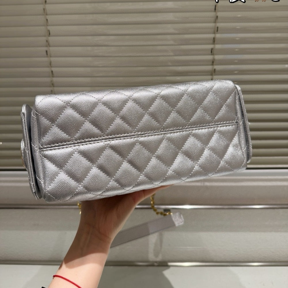 CHANEL 25 SMALL HANDBAG METALLIC 23CM AS5293 B20405 NZV67