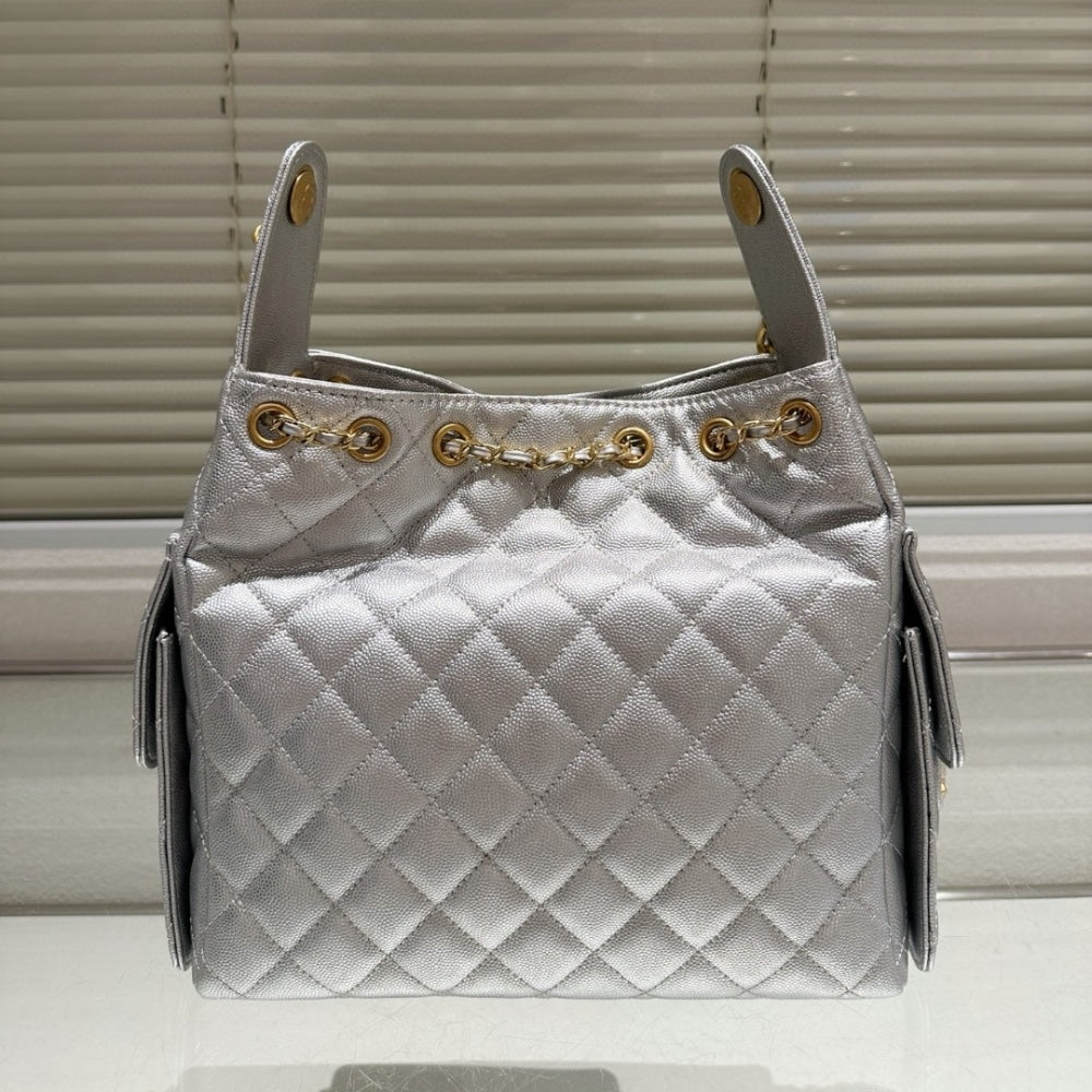 CHANEL 25 SMALL HANDBAG METALLIC 23CM AS5293 B20405 NZV67