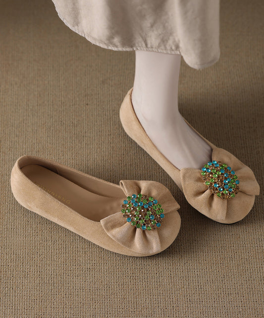 Casual Black Cowhide Leather Flat Shoes For Women