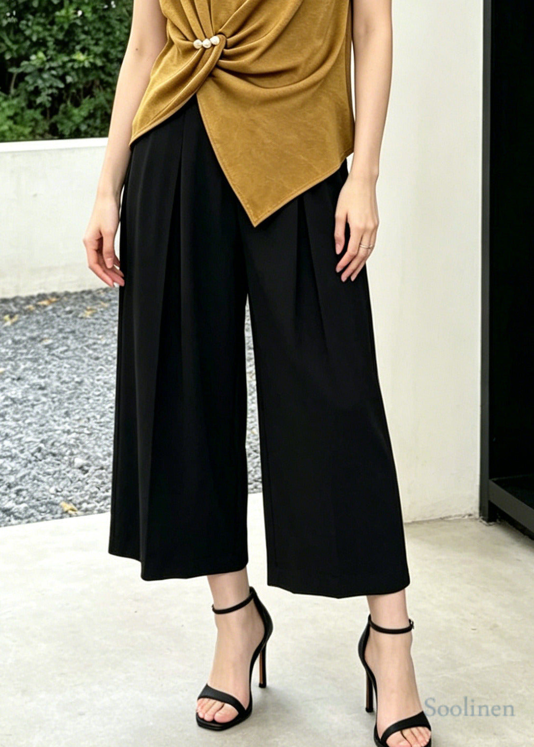 Casual Khaki Asymmetrical Cotton Silk Two Piece Set Women Clothing Summer