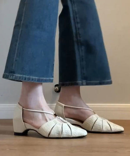 Casual Khaki Sandals Hollow Out Chunky Sandals